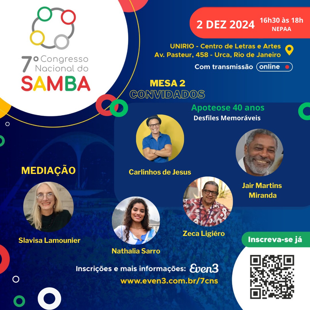 7º Congresso Nacional do Samba acontece no dia 02/12