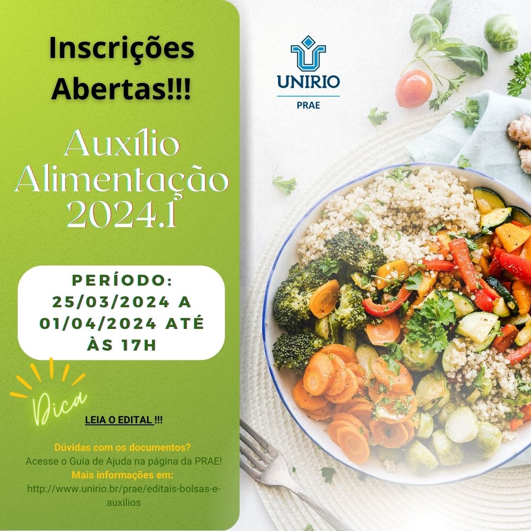 PRAE anuncia edital para o Auxílio Alimentação 2024.1