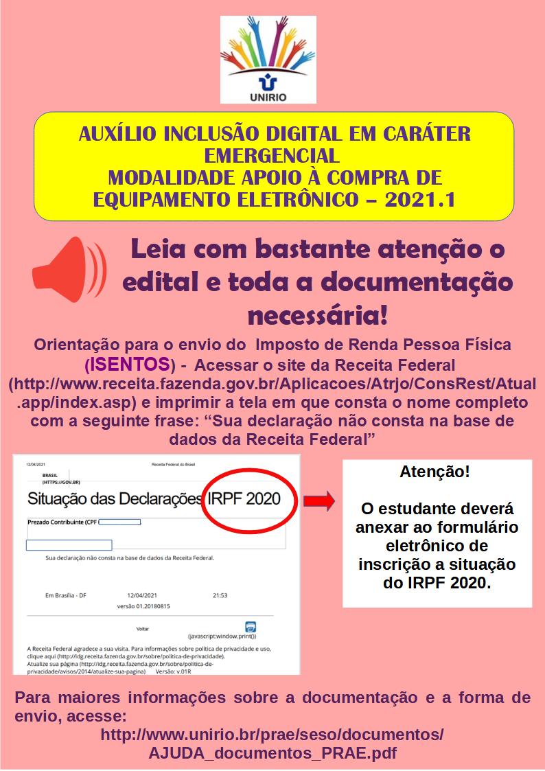 SEBES orienta sobre o envio do Imposto de Renda Pessoa Física  (ISENTOS)