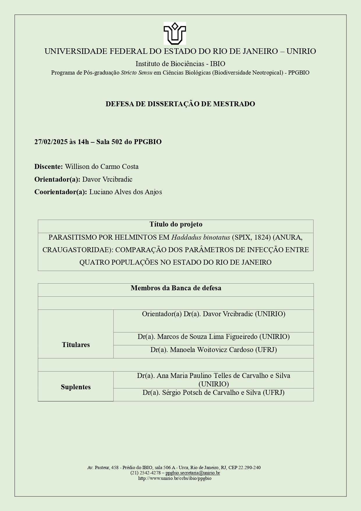 Defesa de dissertação nº 131 - Willison do Carmo Costa