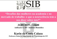 A neurociência e os desafios da mulher na academia e no mercado de trabalho é o assunto a ser discutido no Seminários do IB dessa semana