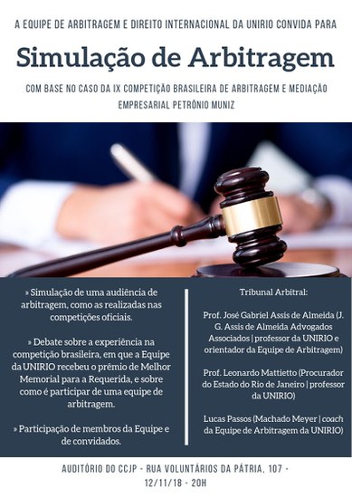 Cartaz de evento com simulação de arbitragem Cartaz de evento com simulação de arbitragem