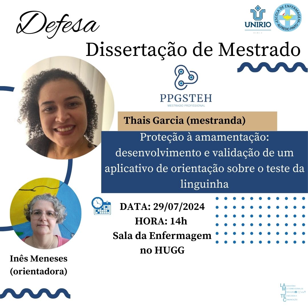 Defesa de produto da mestranda Thais Ferreira Garcia