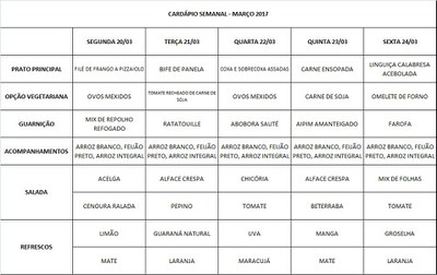 cardápio 20 a 24/03