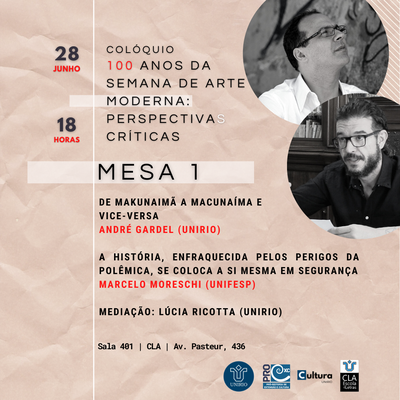 Colóquio 100 anos da Semana de Arte Moderna - Mesa 1 Colóquio 100 anos da Semana de Arte Moderna - Mesa 1