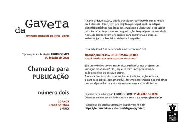 Revista daGaveta: prorrogação de prazo