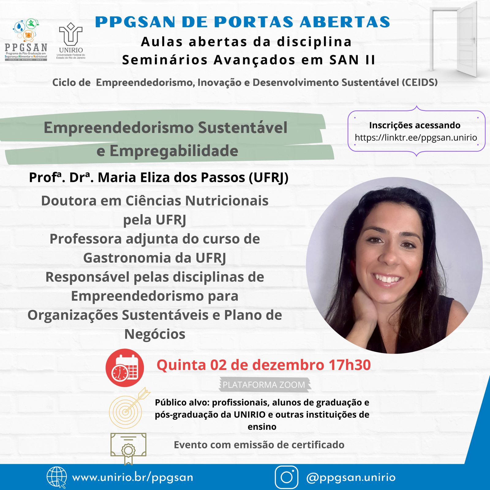Evento Programação - PPGSAN de Portas Abertas Dia 02/12/2021 às 17h30