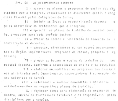 (1982) Regimento Geral UNIRIO Art. 58 (1982) Regimento Geral UNIRIO Art. 58