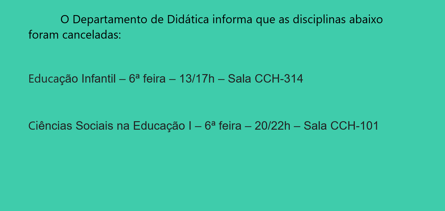 Disciplinas Canceladas