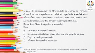 Organização dos estudos