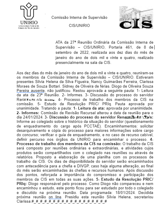 27ª Ata de Reunião da CIS