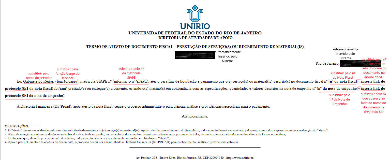 Exemplo de Termo de Atesto SEI