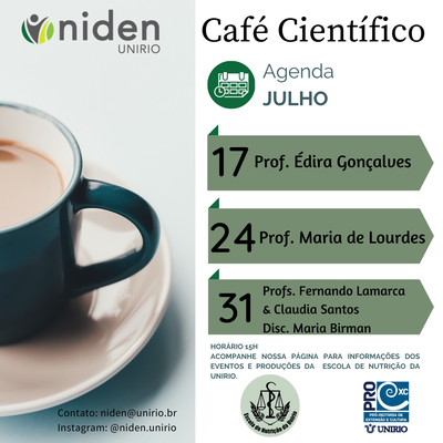 Café Científico - Agenda de julho/2020 Café Científico - Agenda de julho/2020