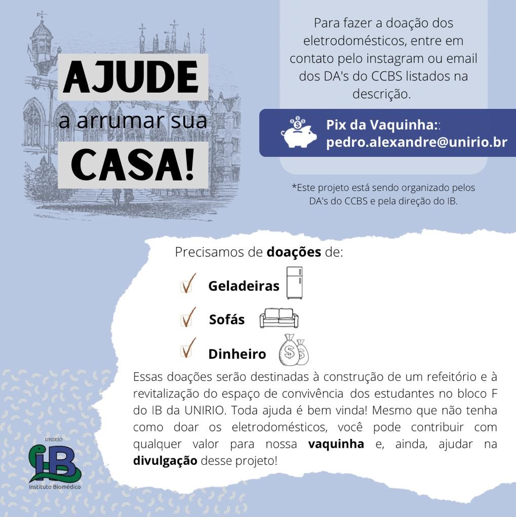 Campanha de Doações para criação de espaço de convivência para os discentes do IB