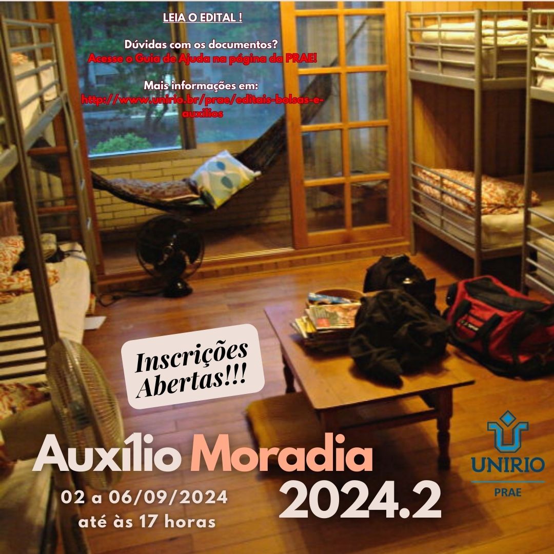 PRAE informa abertura do Edital do Auxílio-Moradia 2024.2