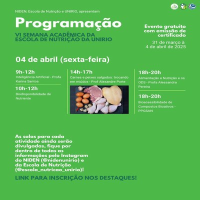 Programação VI Semana Acadêmica EN 04 de abril de 2025 Programação VI Semana Acadêmica EN 04 de abril de 2025
