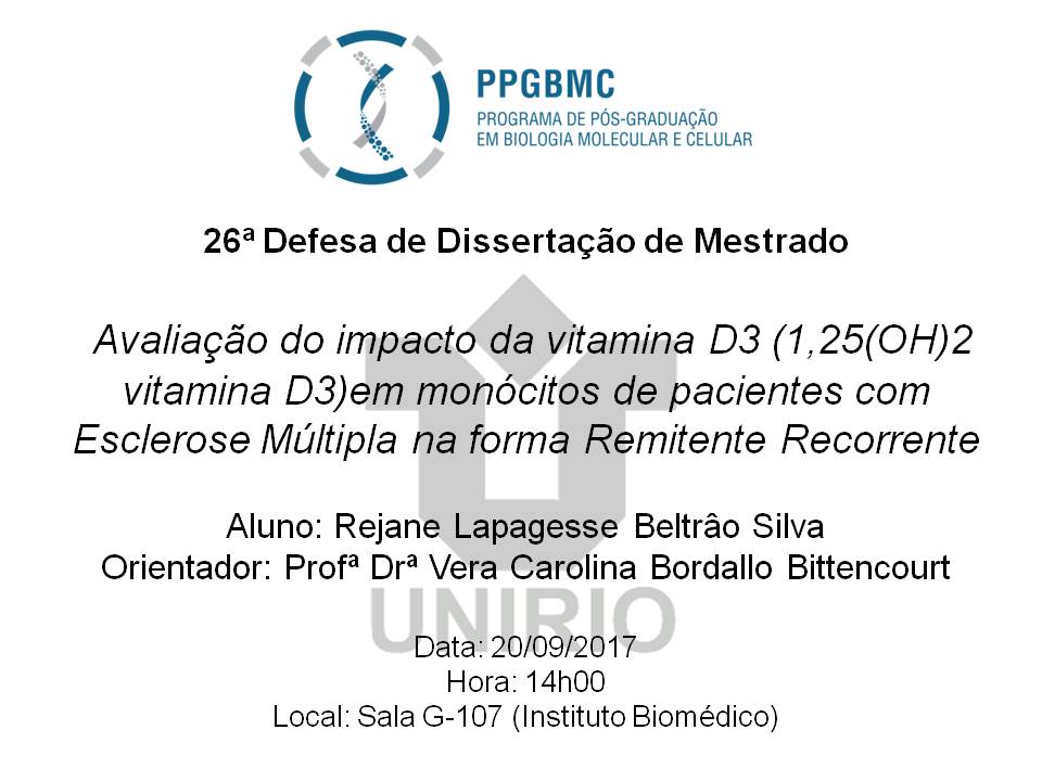 Defesa de Dissertação da Discente Rejane Lapagesse Beltrão Silva