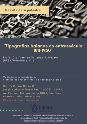 Cartaz palestra professora Vanilda