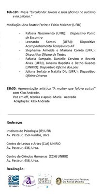 Programação do terceiro Circulando parte 3