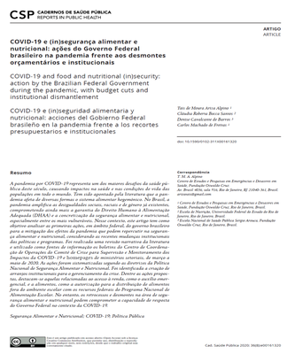 Covid-19 (in)  segurança alimentar e nutricional
