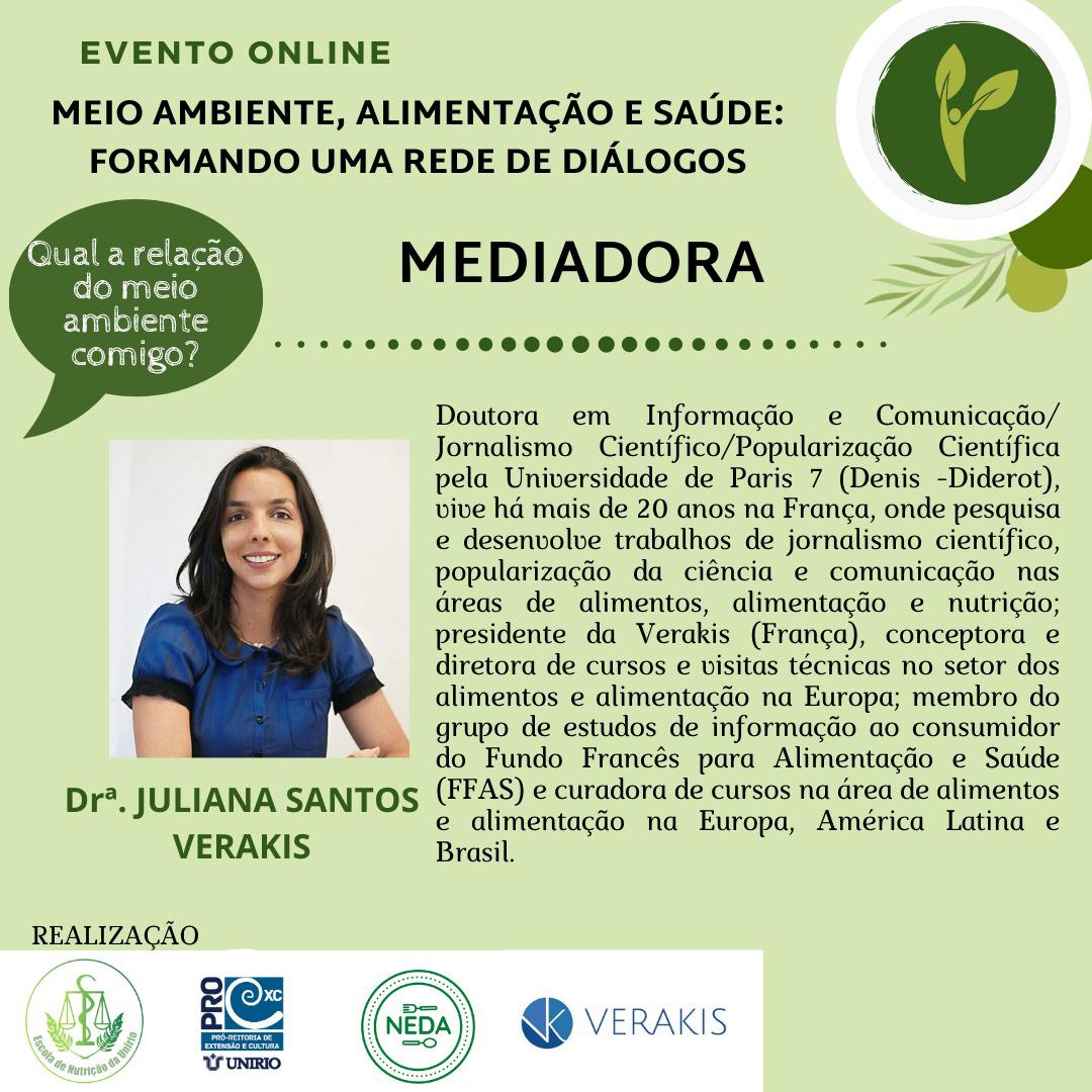 Evento dia 6 de outubro de 2020 - Mediadora  Juliana Santos