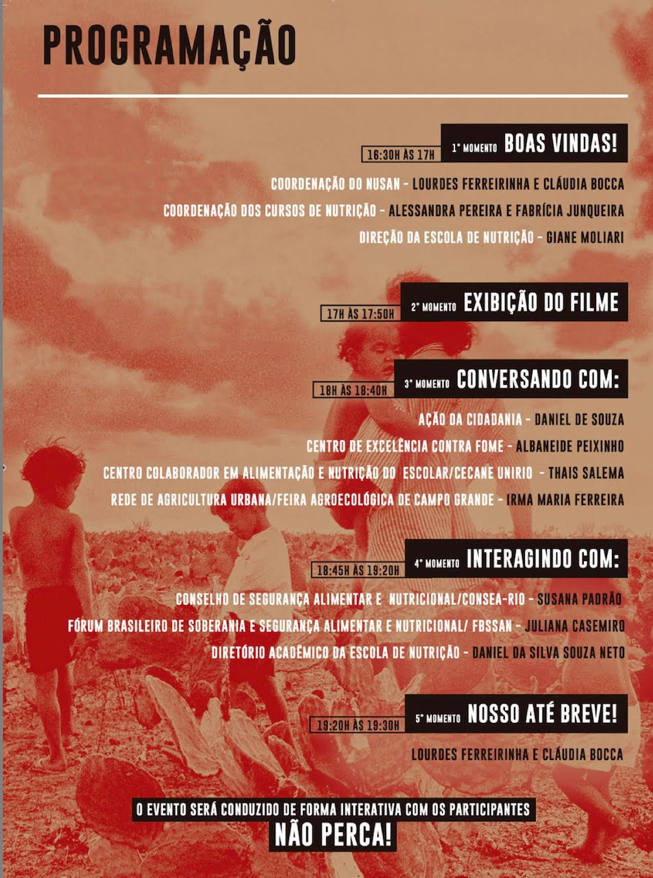 Cartaz com a programação do 1º Encontro de Segurança Alimentar e Nutricional