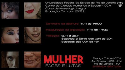 Exposição "Mulher – Faces e Lutas" (Divulgação: Escola de Museologia)