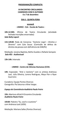 Programação do terceiro Circulando parte 1