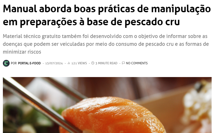 Manual aborda boas práticas de manipulação em preparações à base de pescado cru