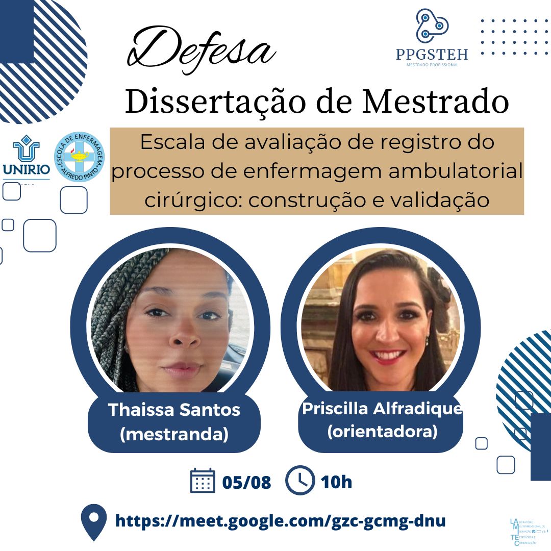 Defesa de produto da mestranda Thaíssa da Silva dos Santos