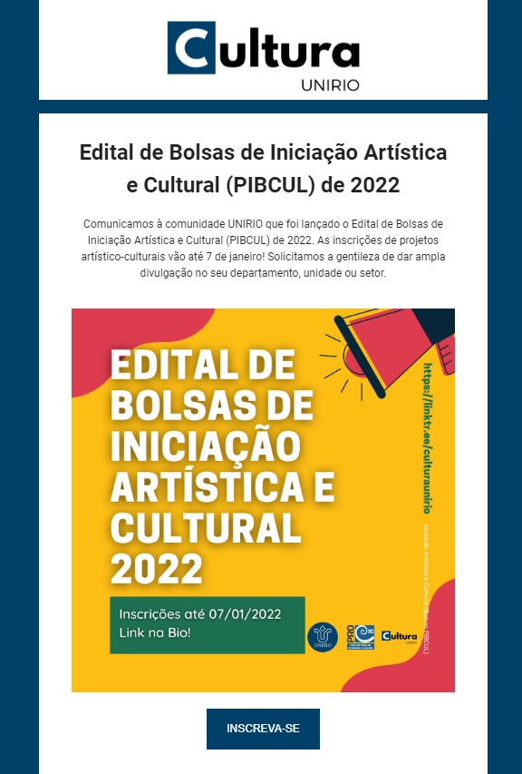 Edital de Bolsas de Iniciação Artística e Cultural  2022