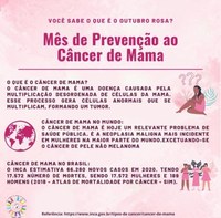 OUTUBRO ROSA  - Mês de prevenção ao câncer de mama