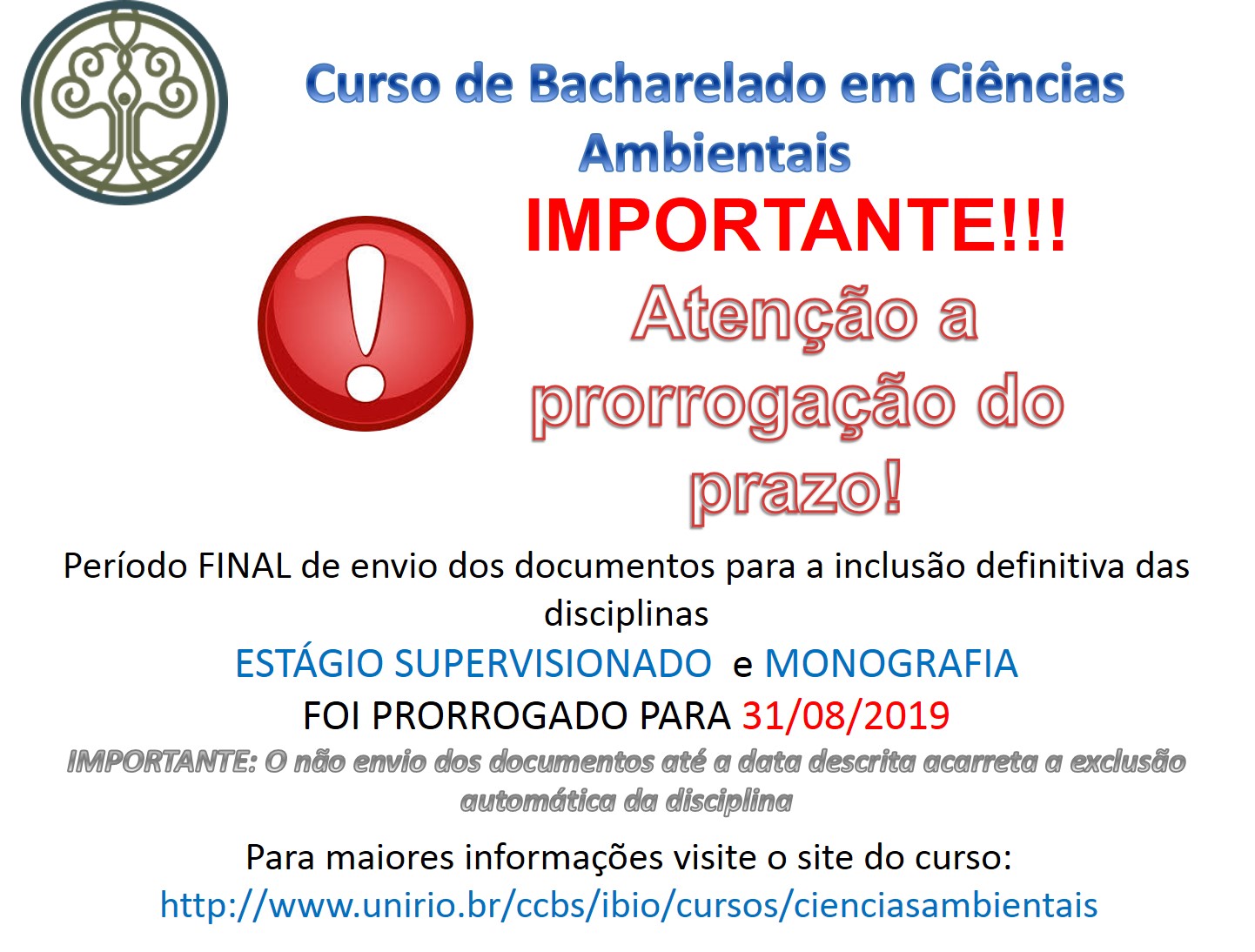 Prazo PRORROGADO doc Estágio e Monografia 2019.2