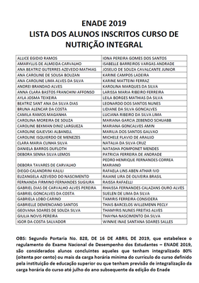 LISTA ENADE 2019 Integral