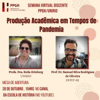 I Semana Virtual Discente da Pós-Graduação em História da UNIRIO