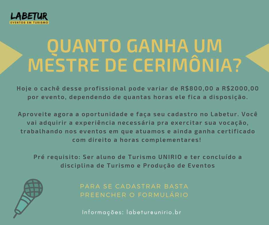 O Labetur vem trazendo uma novidade! Estamos criando um banco de dados de Mestre de Cerimônias. 