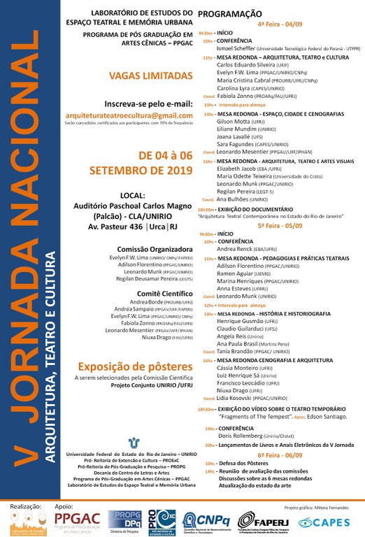 Cartaz com a programação da V Jornada 