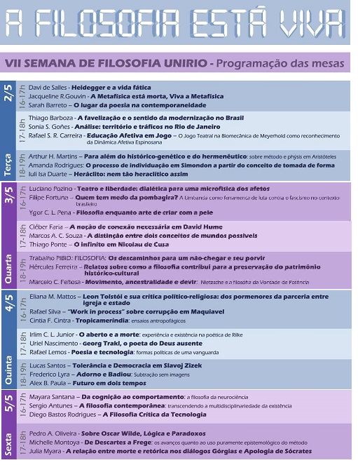 Programação Semana de Filosofia
