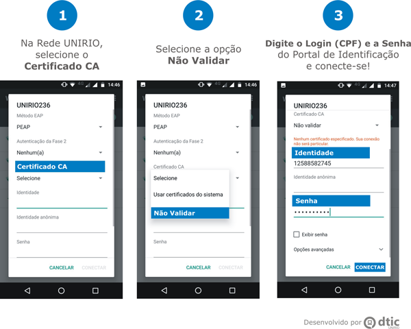 Imagem as telas do celular Motorola, mostrando a configuração do Wi-Fi