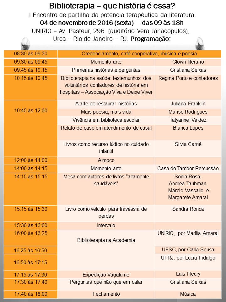 Encontro sobre Biblioterapia acontece na UNIRIO