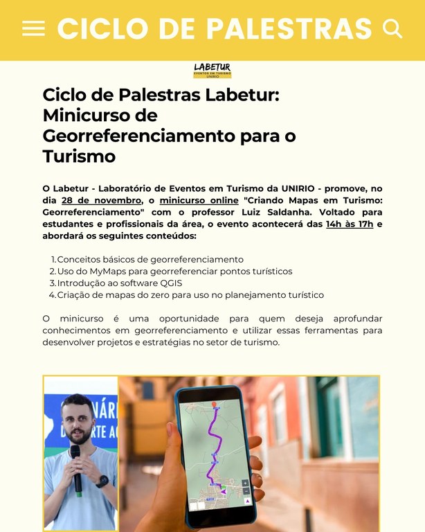 Ciclo de Palestras LABETUR - mapeamento