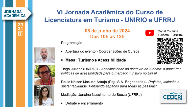 VI Jornada Acadêmica do Curso de Licenciatura em Turismo - UNIRIO e UFRRJ
