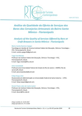 Análise da Qualidade da Oferta de Serviços dos Bares das Cervejarias Artesanais do Bairro Santa Mônica - Florianópolis - 2024