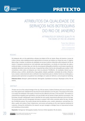 Atributo da Qualidade de Serviços nos Botequins do Rio de Janeiro
