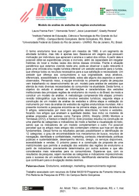 Modelo de análise de websites de regiões enoturísticas