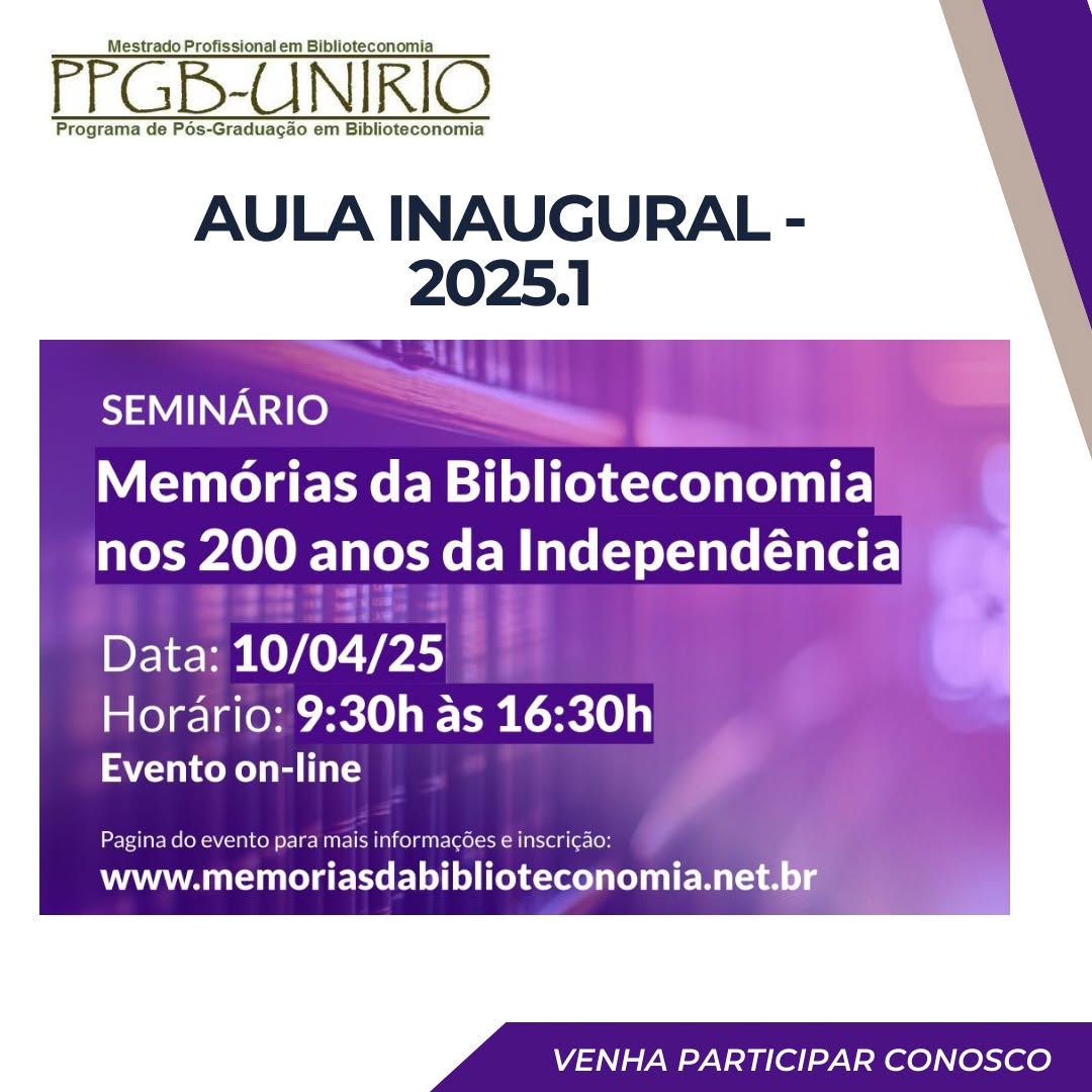 AULA INAUGURAL 2025.1 – PPG Biblioteconomia UNIRIO