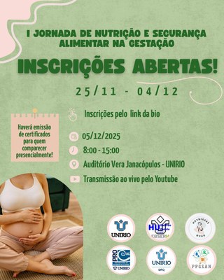 Evento - I Jornada de Nutrição e Segurança Alimentar na Gestação Evento - I Jornada de Nutrição e Segurança Alimentar na Gestação