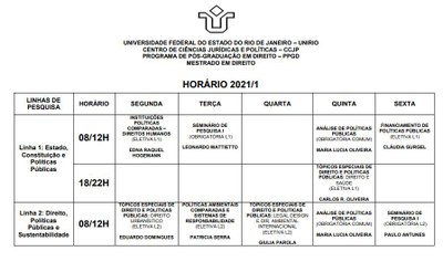 HORÁRIO 2021/1
