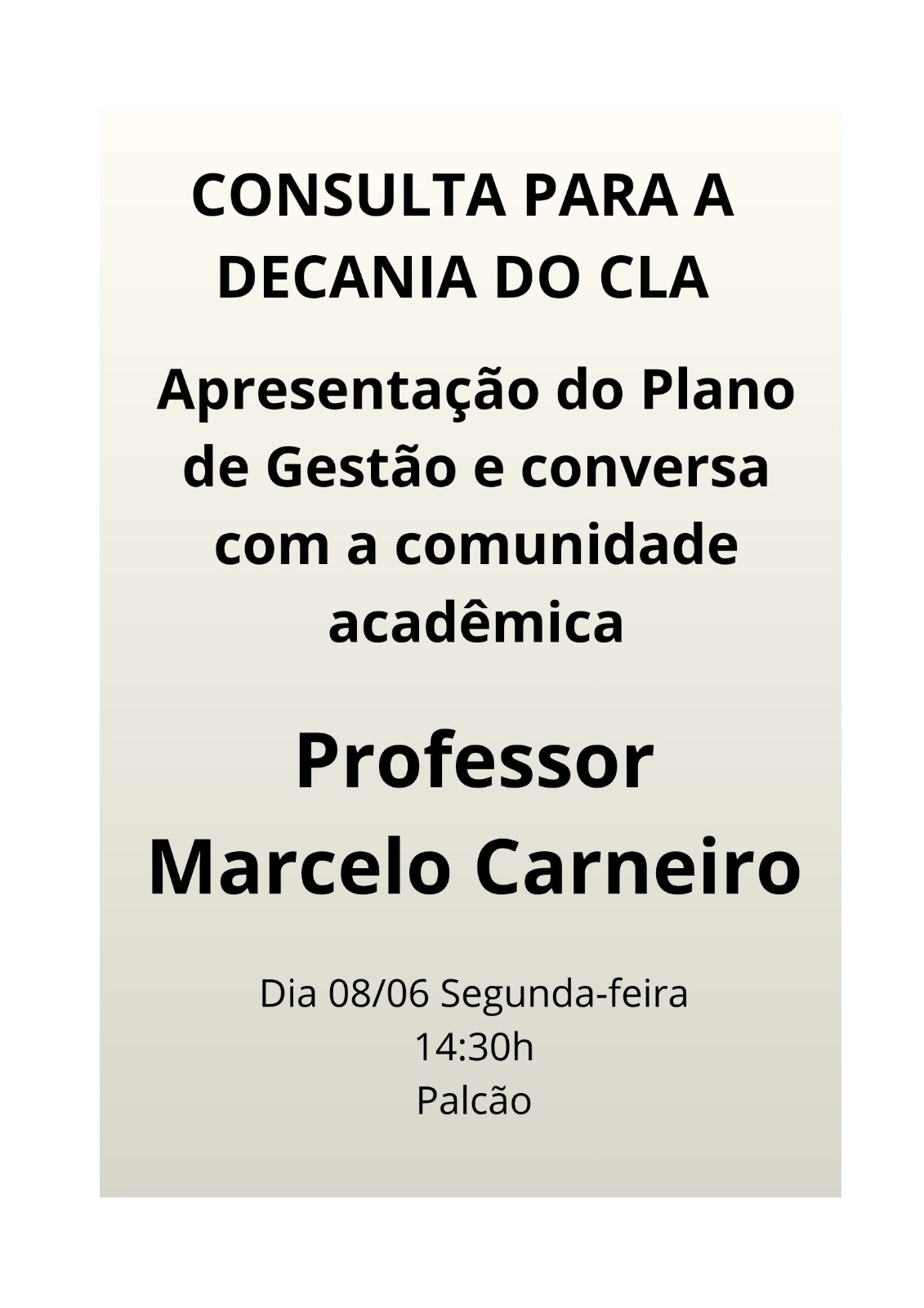 Consulta CLA: apresentação de propostas para a Decania do CLA