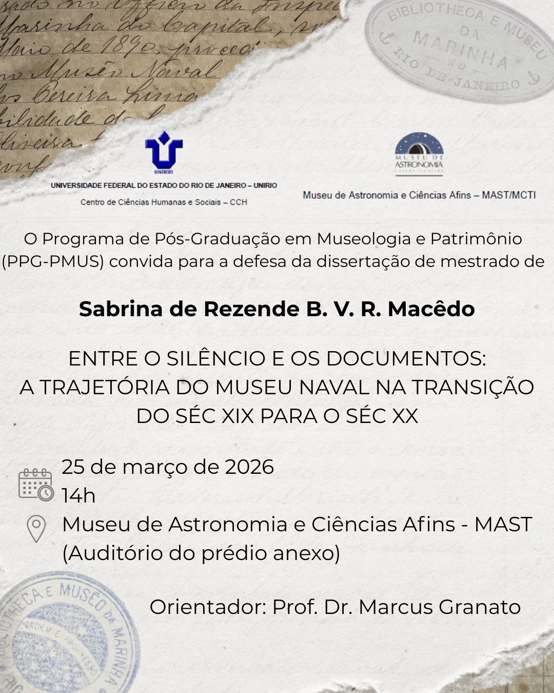 Convite Defesa Dissertação Sabrina 